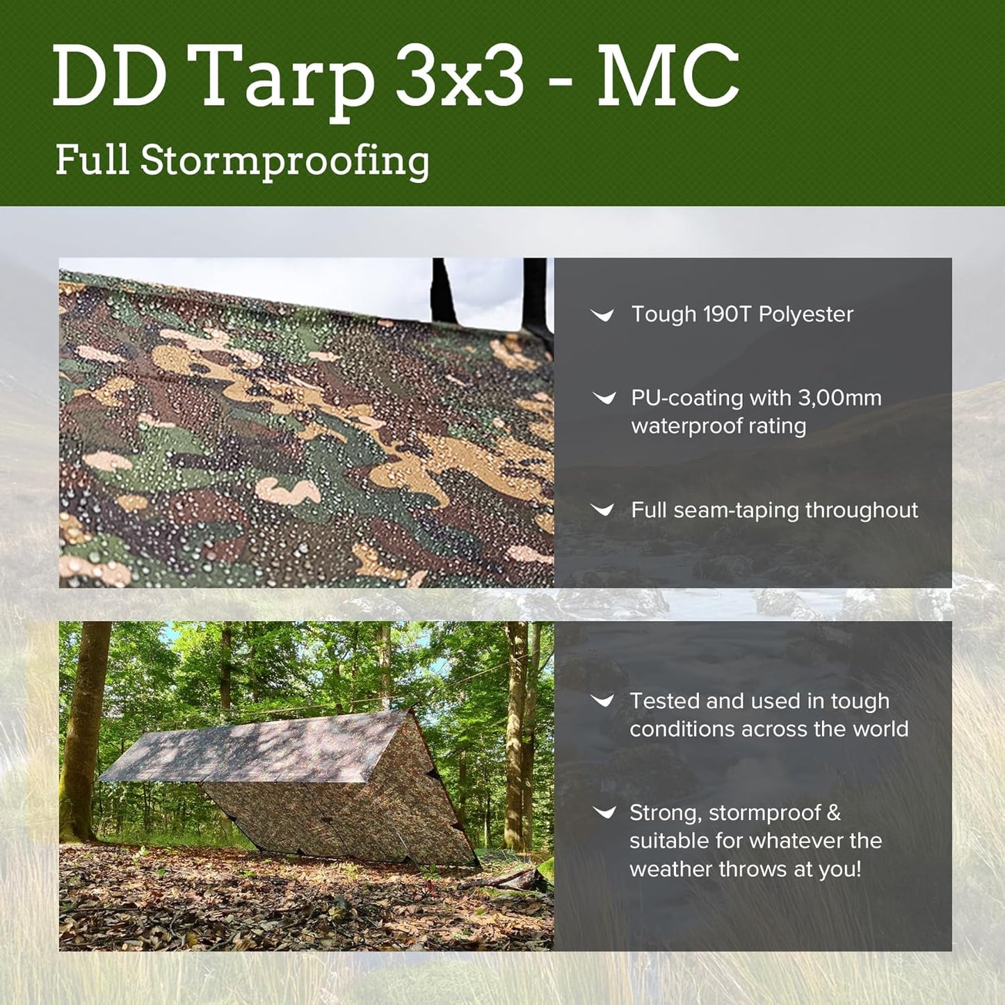 DD Hammocks - DD Tarp 3x3 - MC - Lightweight