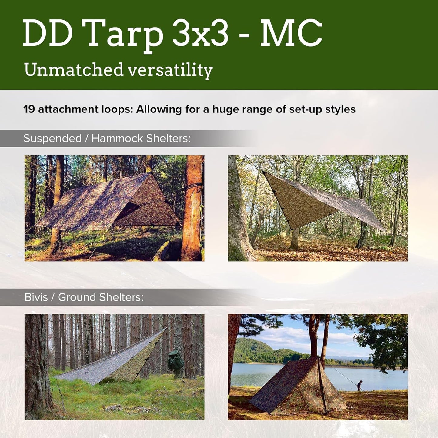 DD Hammocks - DD Tarp 3x3 - MC - Lightweight